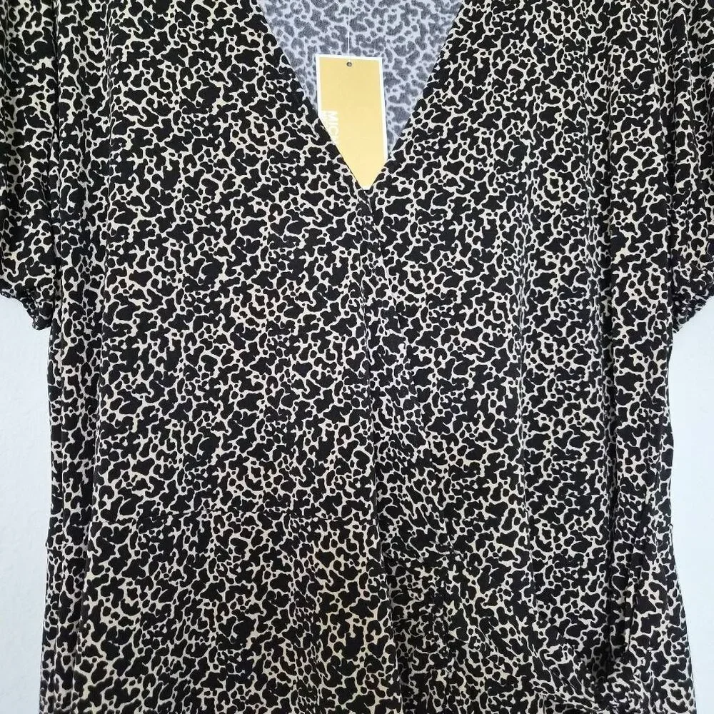 Michael Kors Animal Print Short Sleeves Wrap Mini dress Size XL